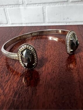 Kendra Scott Elton Cuff Bracelet Silver Tone Dark Stones